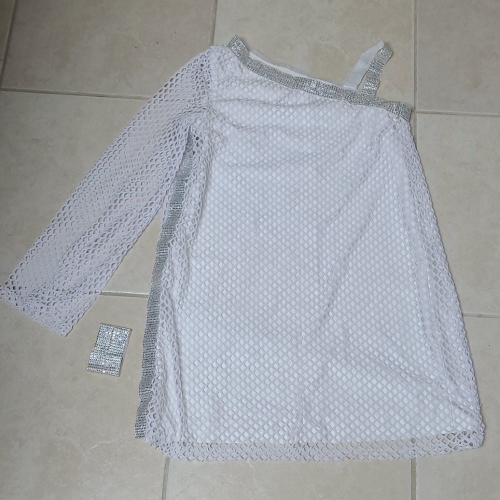 White fishnet dance costume dress
